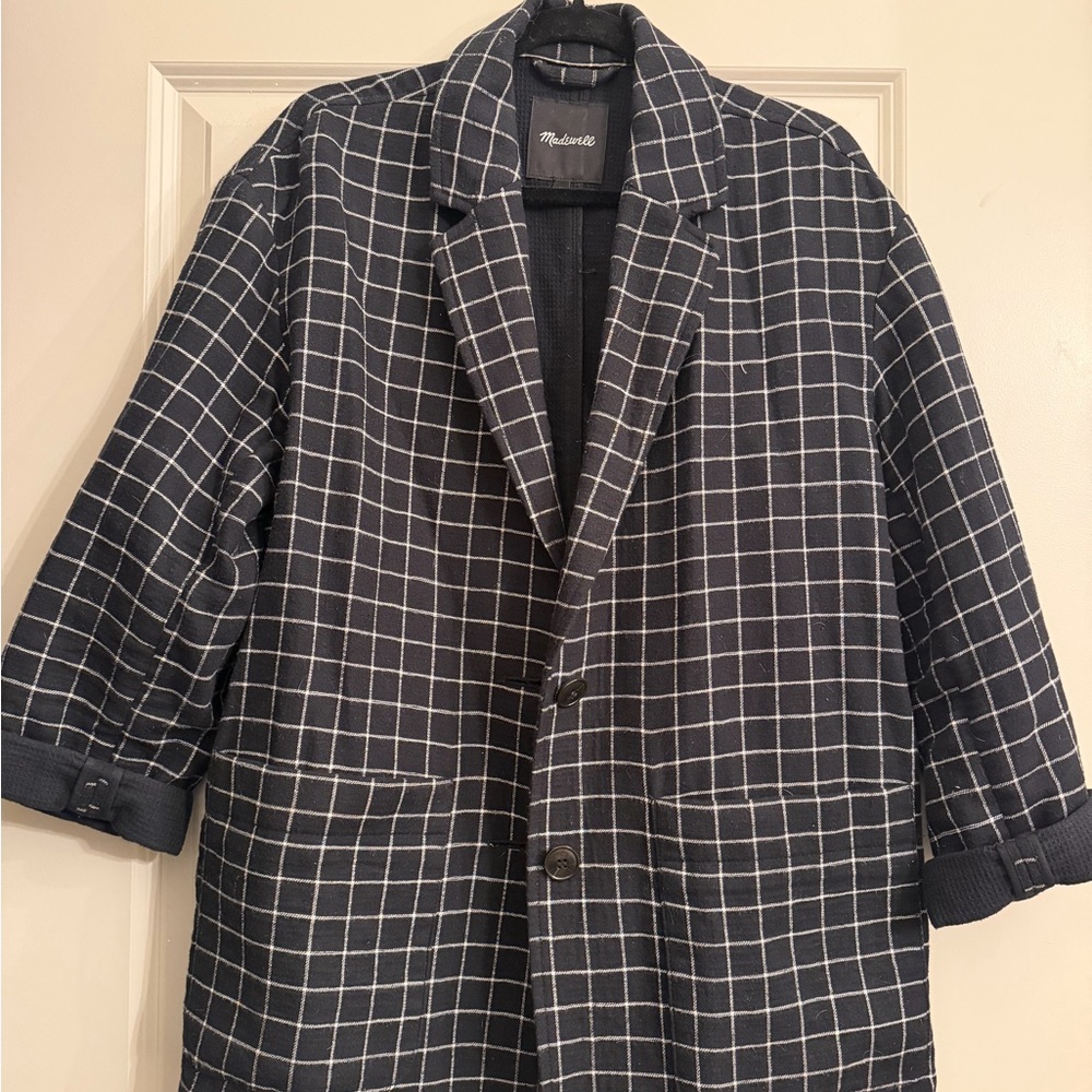 Madewell Black and White Plaid Blazer